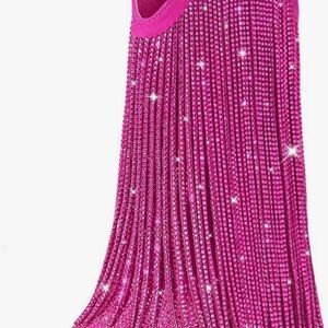 Fringe Embellished Pink Boots